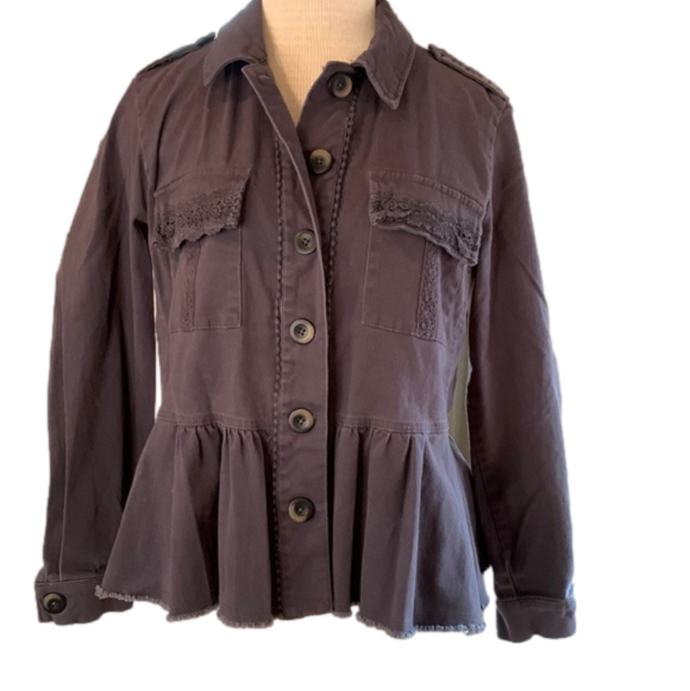 Knox Rose sz M military style jacket with embroidery and lace